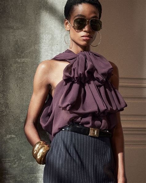 ysl sleeveless|Blouse in silk muslin .